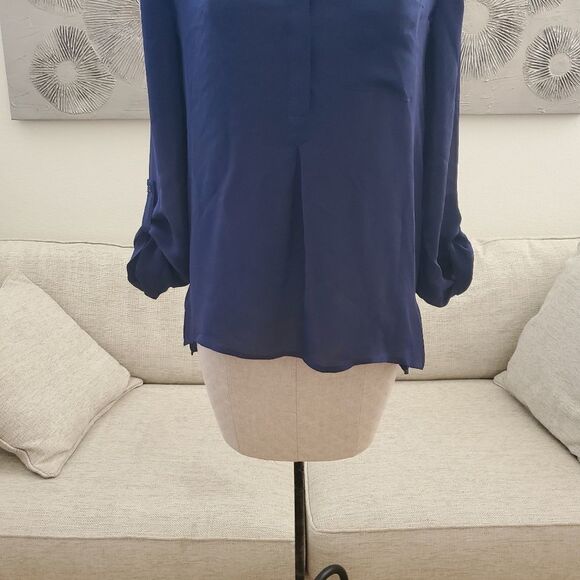 Joie Venicia Pocket-Front Silk Blouse size XS in Navy - Picture 5 of 13